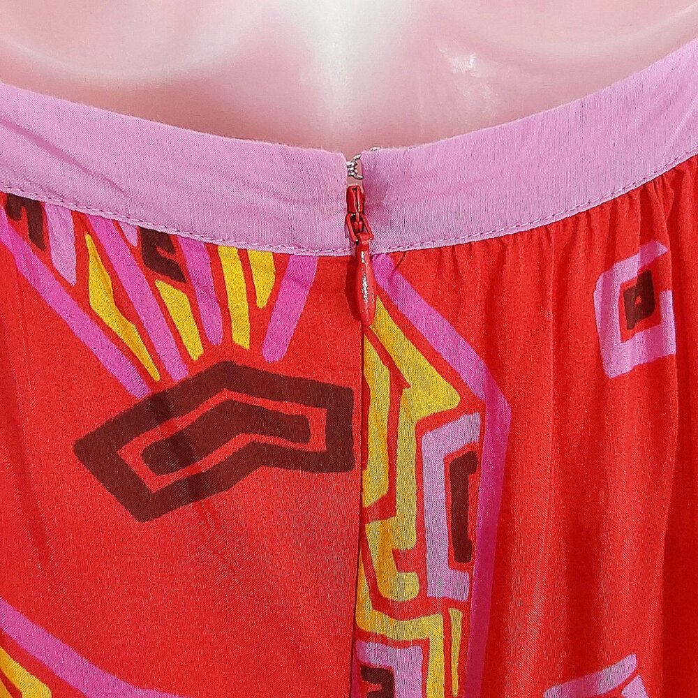 Farm Rio Tiki Bananas Coral Red Tiered Maxi Sundress Tropical/Resort/Summer - L - Picture 11 of 16